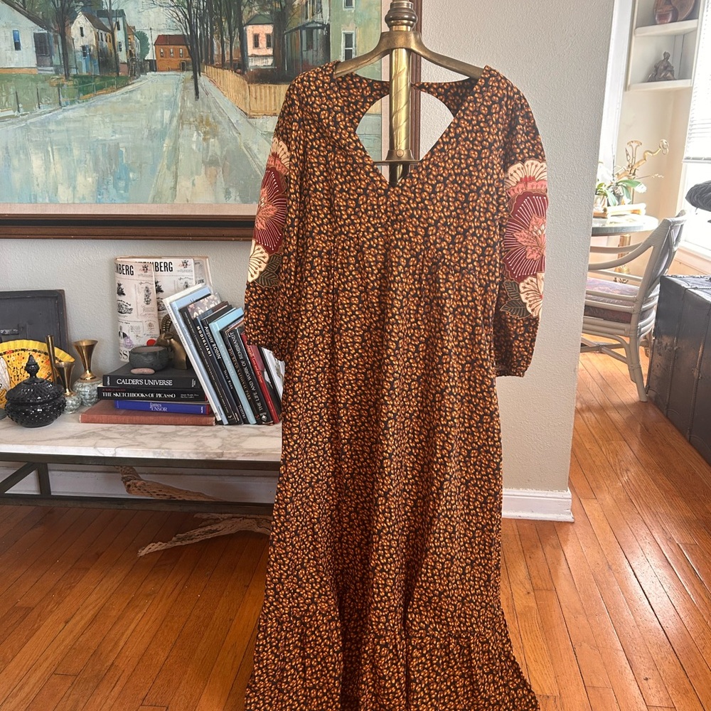 Farm Rio Anthropologie Leopard Floral Dress